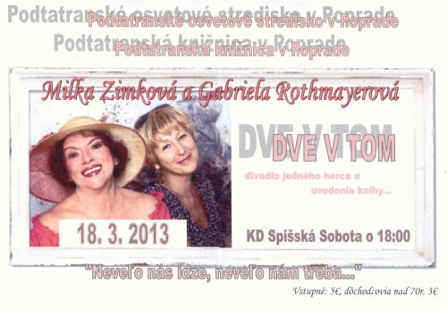 Divadlo jedného herca, 13. 3. 2013 v Podtatranskej knižnici v Poprade