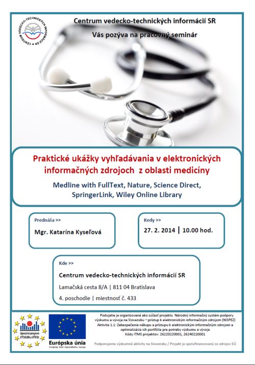 Praktické ukážky vyhľadávania v EIZ z oblasti medicíny