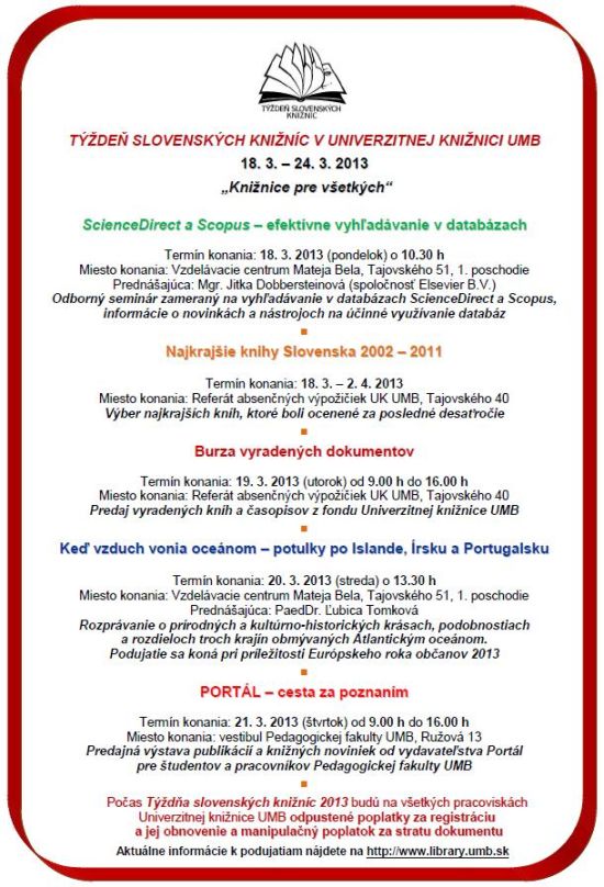 Týždeň slovenských knižníc 2013 v Univerzitnej knižnici UMB