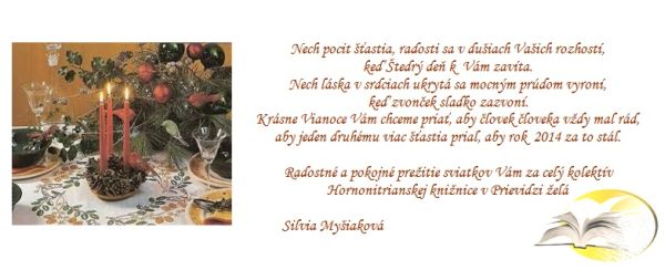 Vianočný pozdrav Hornonitrianskej knižnice v Prievidzi