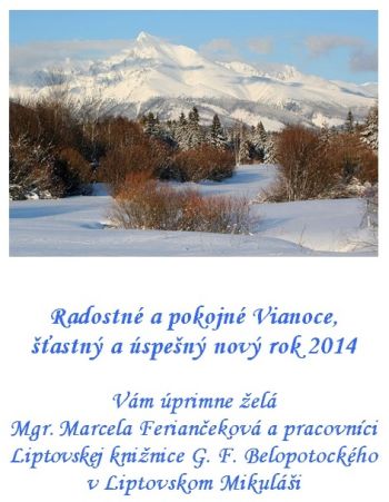 Vianočný pozdrav Liptovskej knižnice G. T. Potockého