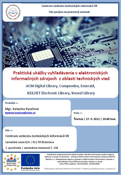 Pozvánka do Centra VTI SR na pracovný seminár, 27. 9. 2012 o 10.00 hod.