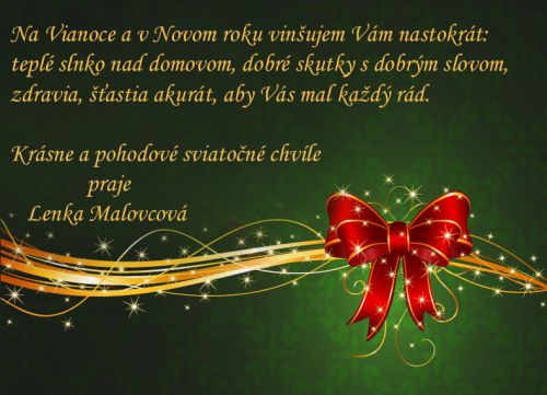 Vianočný pozdrav Lenky Malovcovej