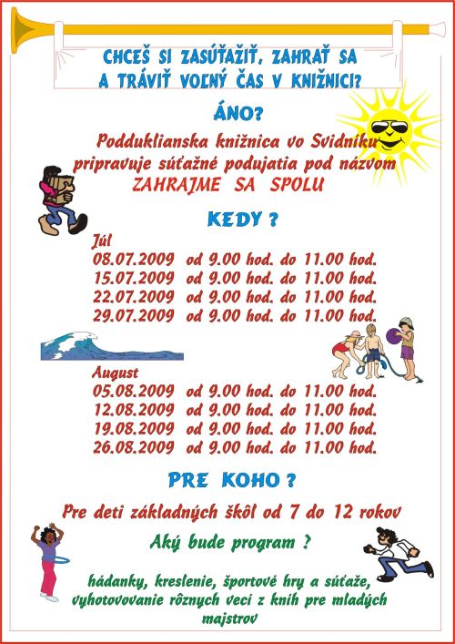 Prázdninový program v Podduklianskej knižnici pre deti