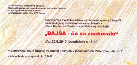 Pozvánka na otvorenie výstavy fotografií, 20. 9. 2010 o 15.00 hod.