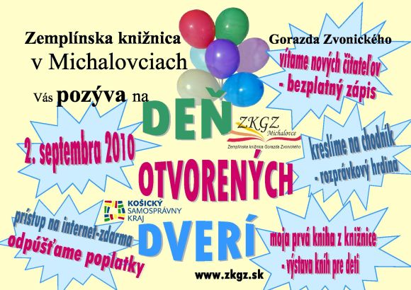 Deň otvorených dveri v Zemplínskej knižnici Gorazda Zvonického v Michalovciach, 2. 9. 2010