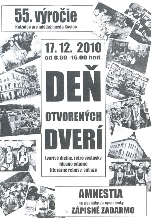 Knižnica pre mládež mesta Košice vás pozýva do svojich priestorov, 17. 12. 2010 od 8.00 do 16.00 hod.