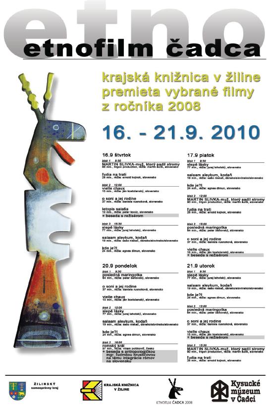 Krajská knižnica v Žiline premieta vybrané filmy z MFF Etnofilm Čadca, 16. – 21. 9. 2010