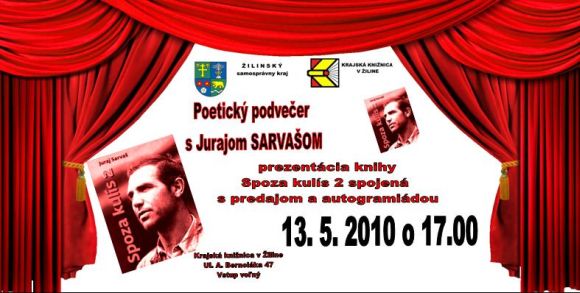 Pozvánka do Krajskej knižnice v Žiline na prezentáciu knihy Juraja Sarvaša, 13. 5. 2010 o 17.00 hod.