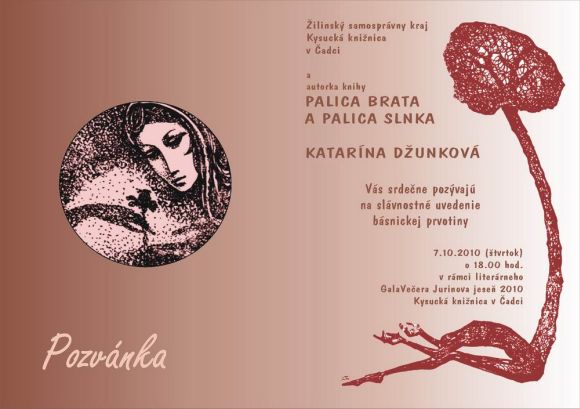 Pozvánka do Kysuckej knižnice v Čadci na uvedenie básnickej prvotiny, 7. 10. 2010 o 18.00 hod.