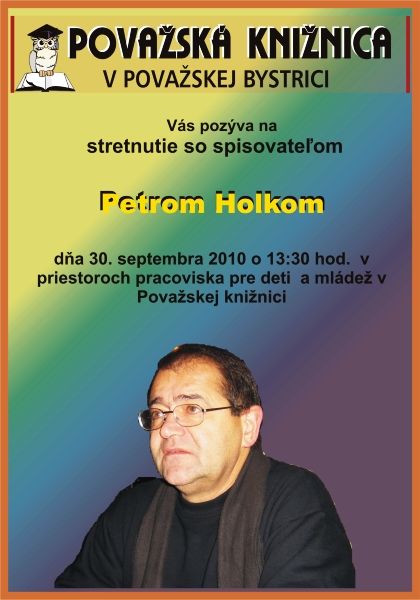 Pozvánka do Považskej knižnice v Považskej Bystrici na besedu so spisovateľom, 30. 9. 2010 o 13.30 hod.