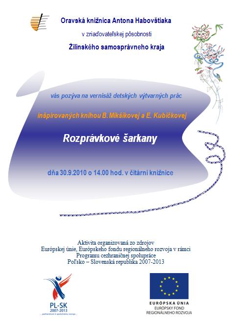 Pozvánka do Oravskej knižnice Antona Habovštiaka na vernisáž detských prác, 30. 9. 2010 o 14.00 hod.