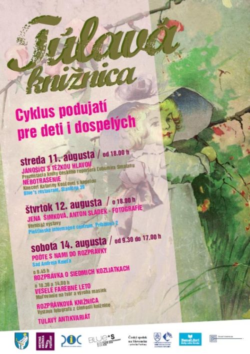 Pozvánka do Mestskej knižnice mesta Piešťany na cyklus podujatí pre deti i dospelých, 11., 12. a 14. augusta 2010