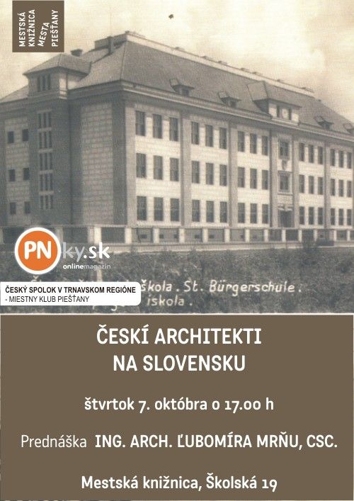 Pozvánka do Mestskej knižnice mesta Piešťany na prednášku, 7. 10. 2010 o 17.00 hod.