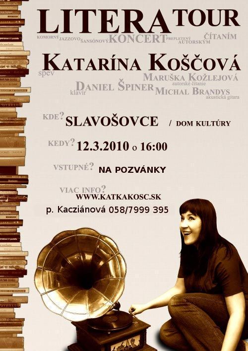 Obecná knižnica v Slavošovciach a Gemerská knižnica Pavla Dobšinského v Rožňave Vám prináša naživo rozhlasové vysielanie z koncertu Katky Koščovej v piatok 12. 3. 2010 o 16:00.