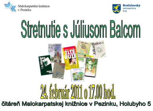 Pozvánka do Malokarpatskej knižnice na stretnutie so spisovateľom,  24. 2. 2011 o 17.00 hod.