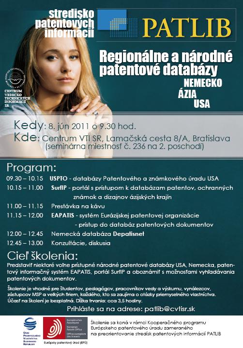 Pozvánka do Centra vedecko-technických informácií SR na praktický tréning, 8. 6. 2011 o 9.30 hod.