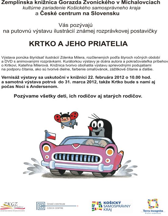 Pozvánka do Zemplínskej knižnice Gorazda Zvonického v Michalovciach na výstavu ilustrácií, 22. 2. 2012 o 10.00 hod. Výstava potrvá do 31. 3. 2012.