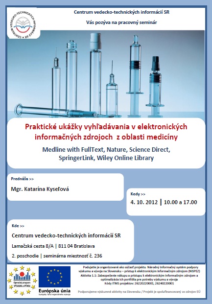 Pozvánka do Centra VTI SR na pracovný seminár, 4. 10. 2012 o 10.00 hod.