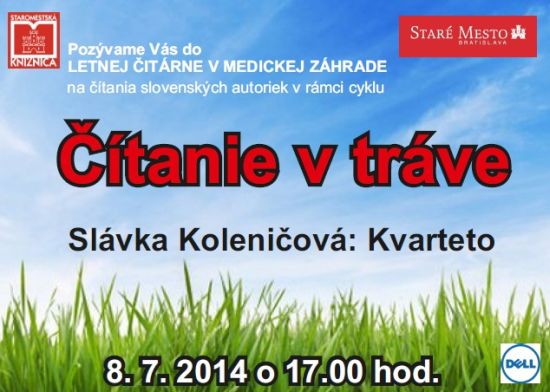 Pozvánka do letnej čitárne Medickej záhrady, 8. 7. 2014 o 17.00 hod.