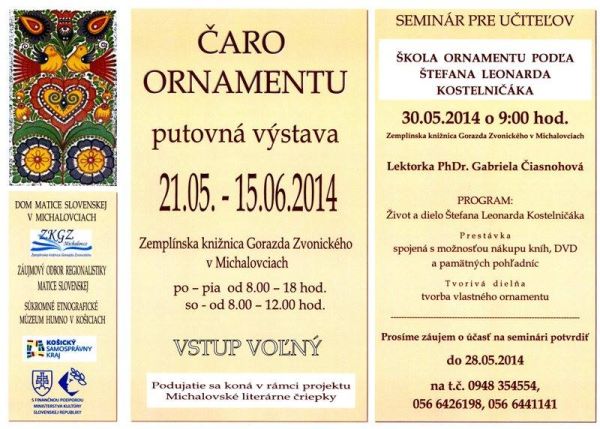 putovná výstava, 21. 5. – 15. 6. 2014, Zemplínska knižnica Gorazda Zvonického v Michalovciach