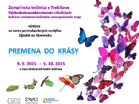 výstava motýľov v Zemplínskej knižnici v Trebišove od 9. septembra do 5. októbra 2015 v čase otváracích hodín knižnice