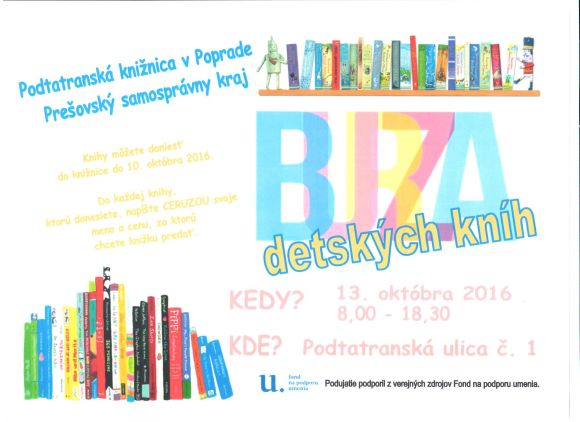 Burza detských kníh 13. 10. 2016 v Podtatranskej knižnici v Poprade