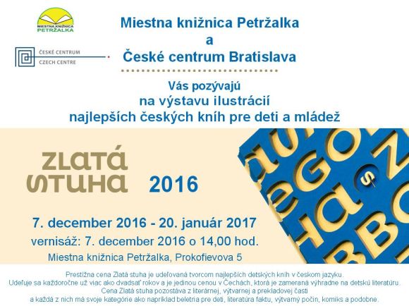 výstava ilustrácií najlepších českých kníh pre deti a mládež, 7. 12. 2016 – 20. 1. 2017 v Miestnej knižnici Petržalka