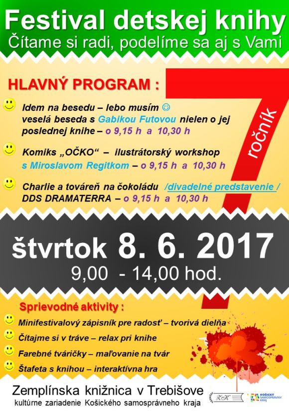 festival detskej knihy 8. júna 2017 v Zemplínskej knižnici v Trebišove 