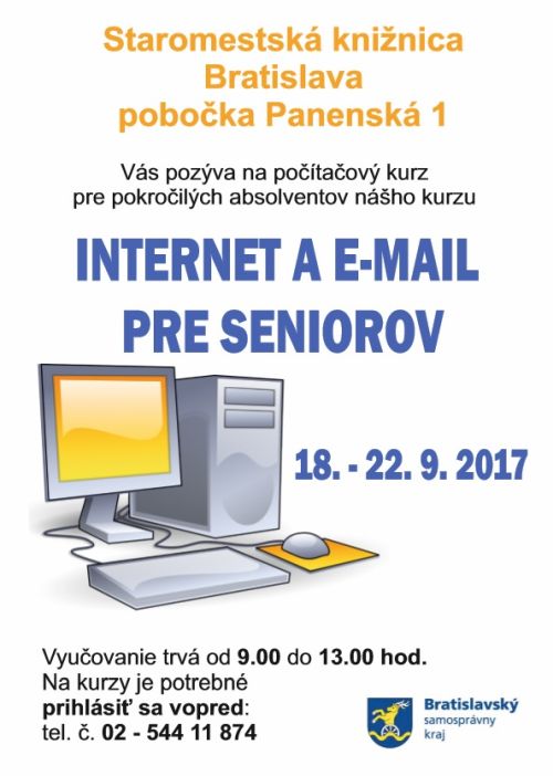 Od 18. do 22. septembra 2017 sa bude konať v Staromestskej knižnici počítačový kurz pre seniorov – pokročilých 