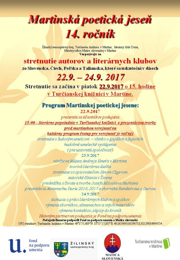 Martinská poetická jeseň 2017