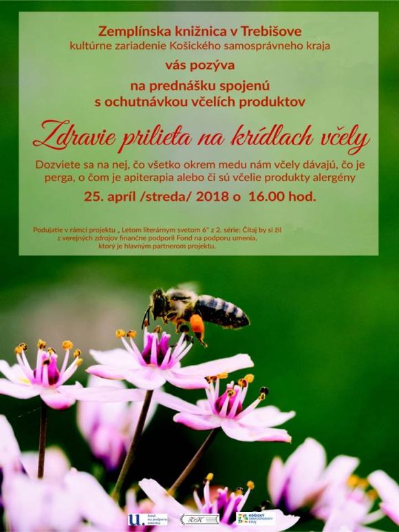 prednáška o vplyve včelích produktov na ľudské zdravie v Zemplínskej knižnici v Trebišove 25. apríla 2018