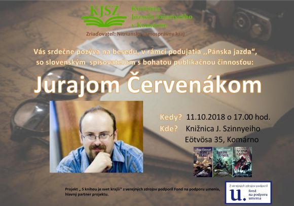 so slovenským spisovateľom Jurajom Červenákom, v Knižnici Józsefa Szinnyeiho v Komárne 11. 10. 2018