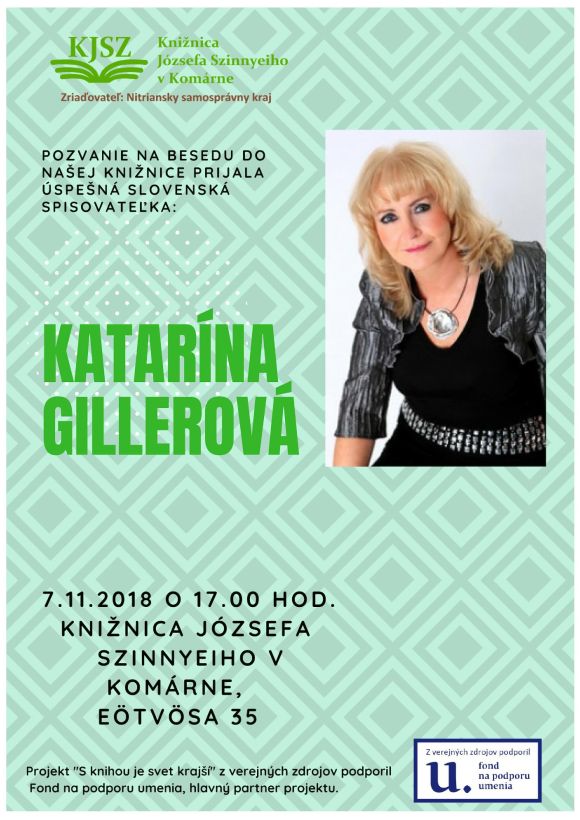 Katarína Gillerová v Knižnici Józsefa Szinnyeiho v Komárne 7. 11. 2018