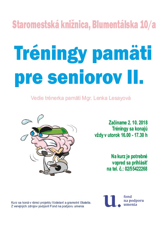 pre absolventov základného kurzu sa  začína 2. 10. 2018 o 16,00 hod.v Staromestskej knižnici na Blumentálskej 10/a v Bratislave