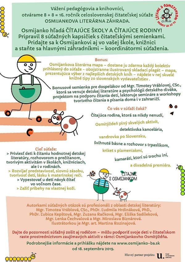 8 + 8 = 16. ročník celoslovenskej čitateľskej súťaže, prihlásenie do 18. 9. 2019