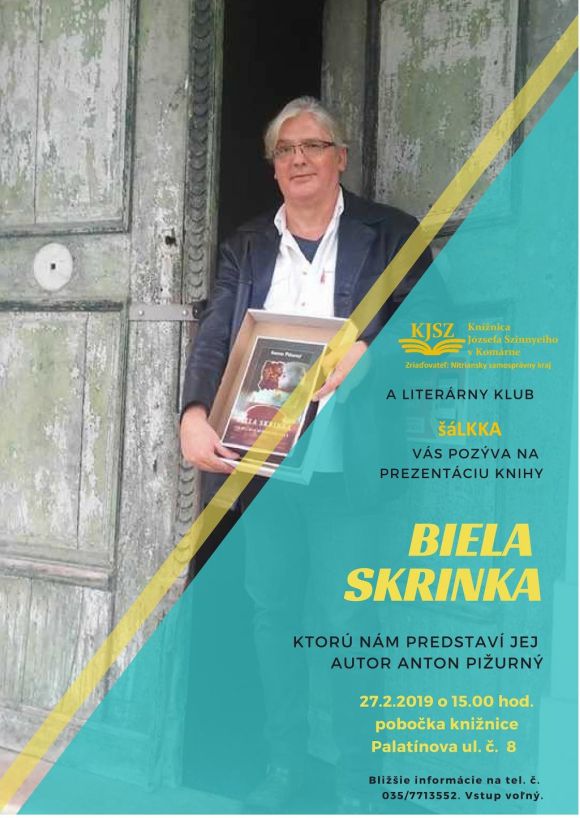 Pozvánka na prezentáciu knihy, 27. 2. 2019 v Knižnici Józsefa Szinnyeiho v Komárne