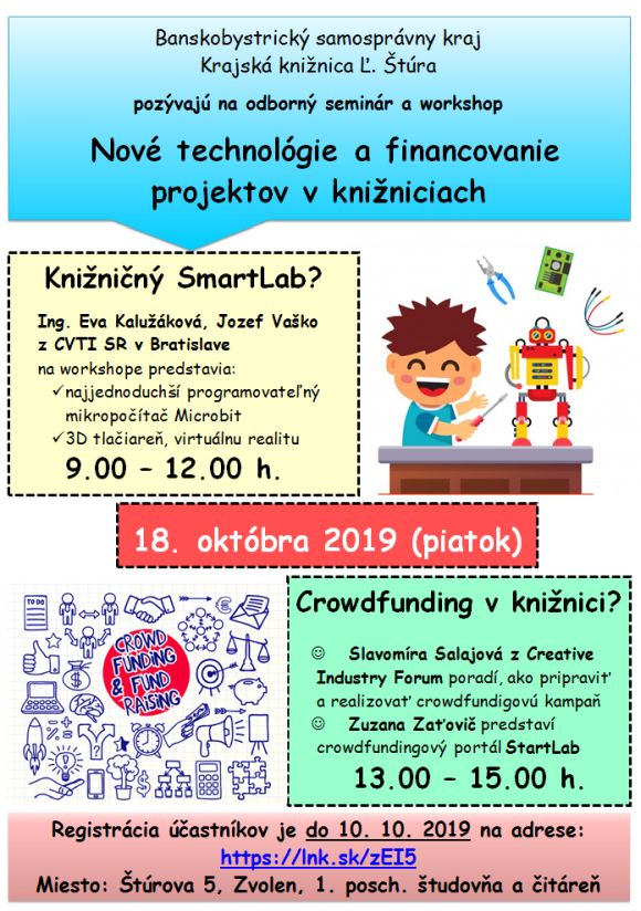 Celoslovenský odborný seminár a workshop pre zamestnancov knižníc v Krajskej knižnici Ľudovíta Štúra, 18. októbra 2019
