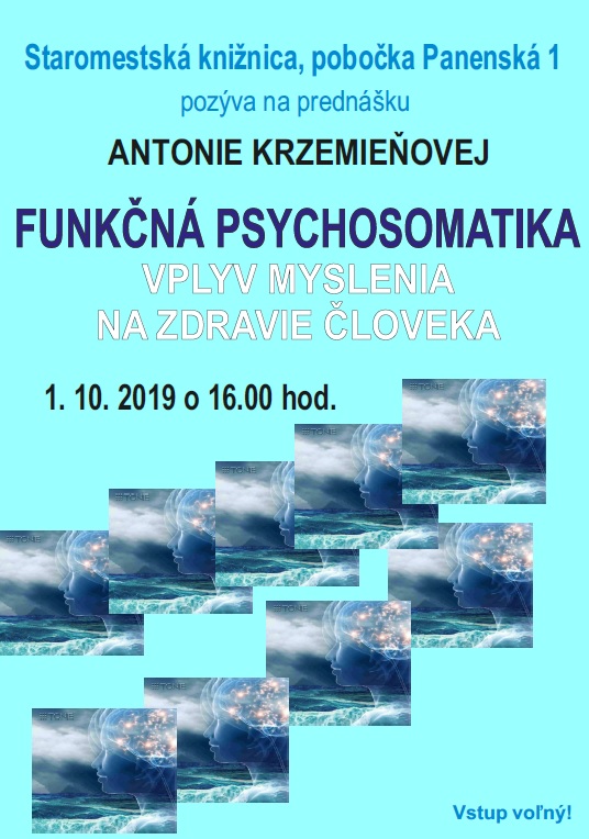 Staromestská knižnica Vás pozýva na prednášku Anny Krzemieňovej  do pobočky na Panenskej 1 v utorok 1. 10. 2019 o 16.00 hod.
