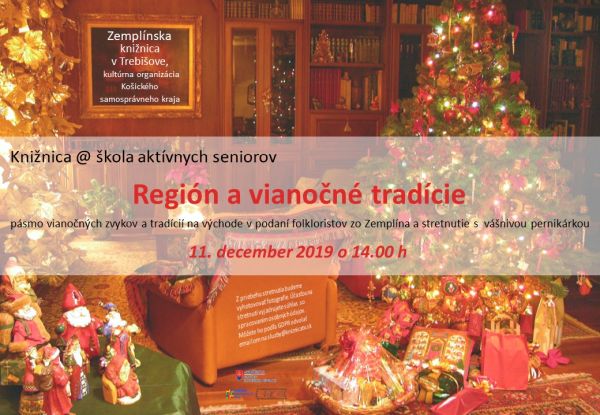Posledné stretnutie aktívnych seniorov na celoživotnom vzdelávaní v  rámci projektu Knižnica@škola aktívnych seniorov sa uskutoční v Zemplínskej knižnici v Trebišove v stredu 11. decembra 2019 o 14:00 h.