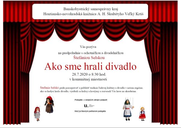 Hontiansko-novohradská knižnica A. H. Škultétyho Veľký Krtíš priblíži deťom históriu ochotníckeho divadla regiónu 28. 7. 2020