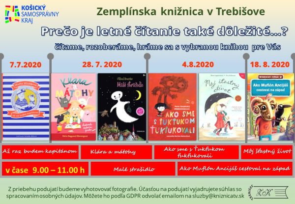 Tešíme sa a čakáme Vás 28. júla, 4. a 18. augusta 2020 v čase 9.00 11.00 h