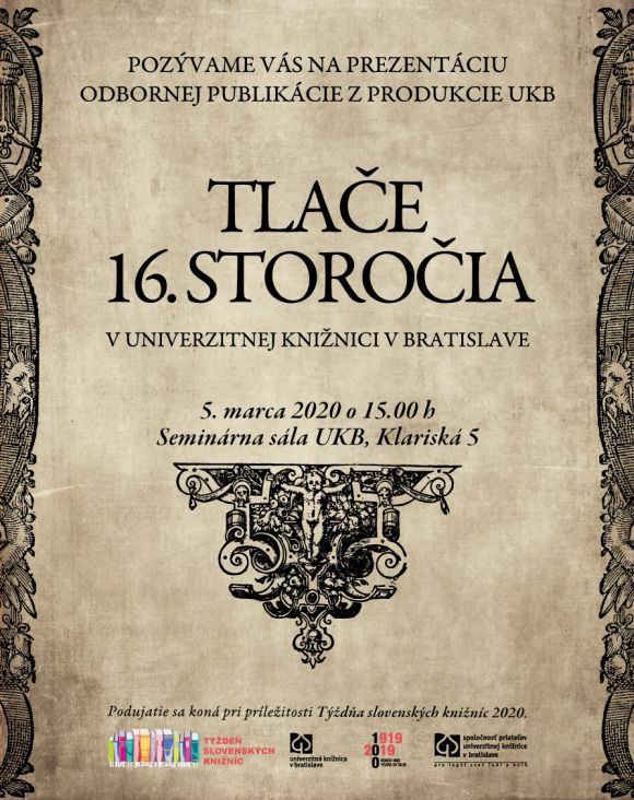 Prezentácia odbornej publikácie 5. 3. 2020 v Univerzitnej knižnici v Bratislave
