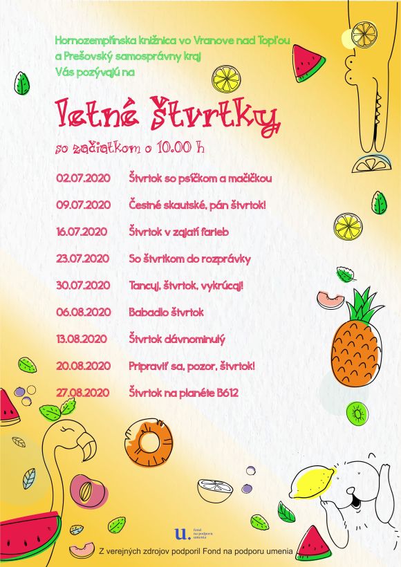 Letné štvrtky v Hornozemplínskej knižnici vo Vranove nad Topľou
