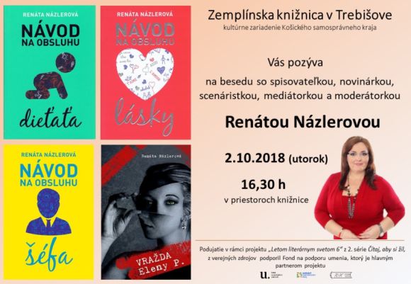 Stretnutie s jednou z najznámejších tvári televízie Joj, moderátorkou, novinárkou, mediátorkou, advokátkou zo seriálu Súdna sieň Renátou Názlerovou 2. októbra 2018 o 16:30 h