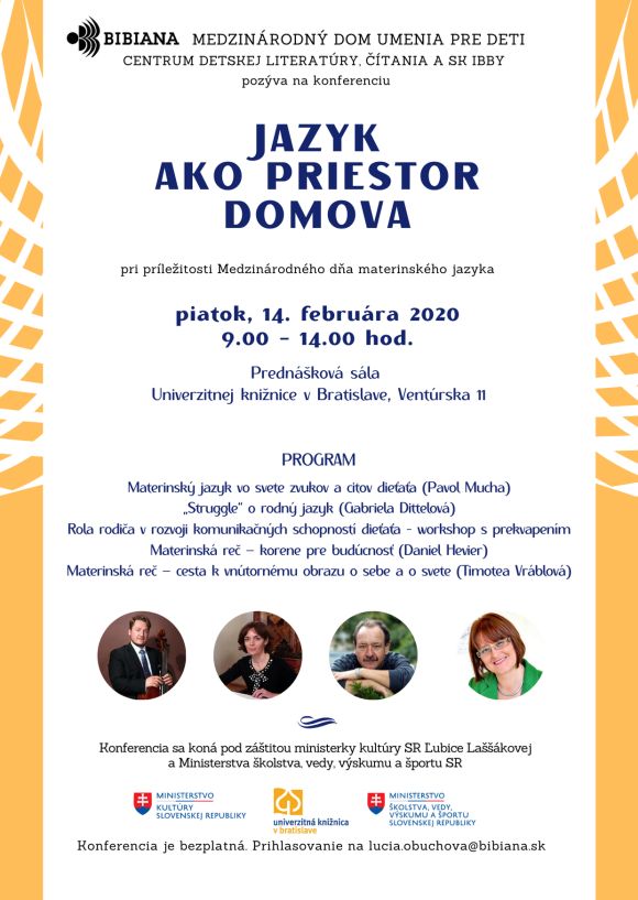Pozvánka na konferenciu o materinskom jazyku, 14. 2. 2020 do Univerzitnej knižnice v Bratislave