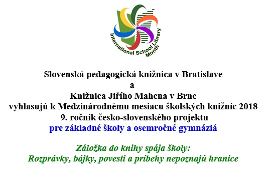  9. ročník česko-slovenského projektu Záložka do knihy spája školy, prihlásenie do 26. septembra 2018
