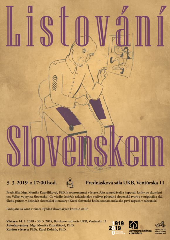 Pozvánka na výstavu v rámci TSK 2019 do Univerzitnej knižnice v Bratislave, 5. 3. 2019, výstava potrvá do 30. 3. 2019