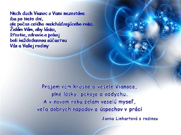 Vianočný pozdrav Janka Linhartová Vianočný pozdrav Janka Linhartová